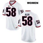 Women's Georgia Bulldogs NCAA #58 Pat Allen Nike Stitched White Authentic College Football Jersey XBH7254OB